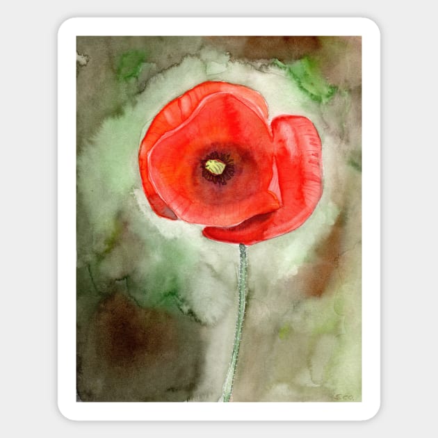 Poppy Fine Art Painting Sticker by Sandraartist